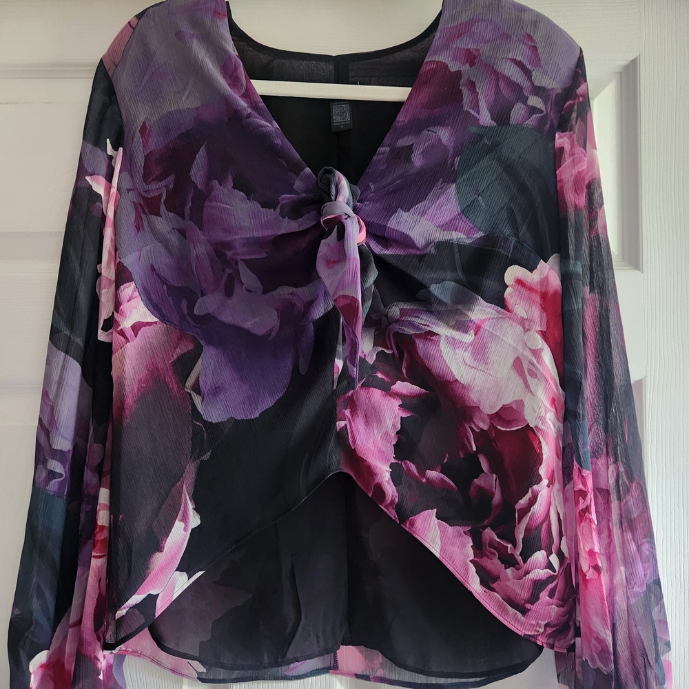 Express Purple and Pink Floral Blouse